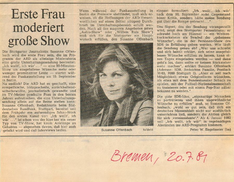 Erste Frau moderiert große Show
